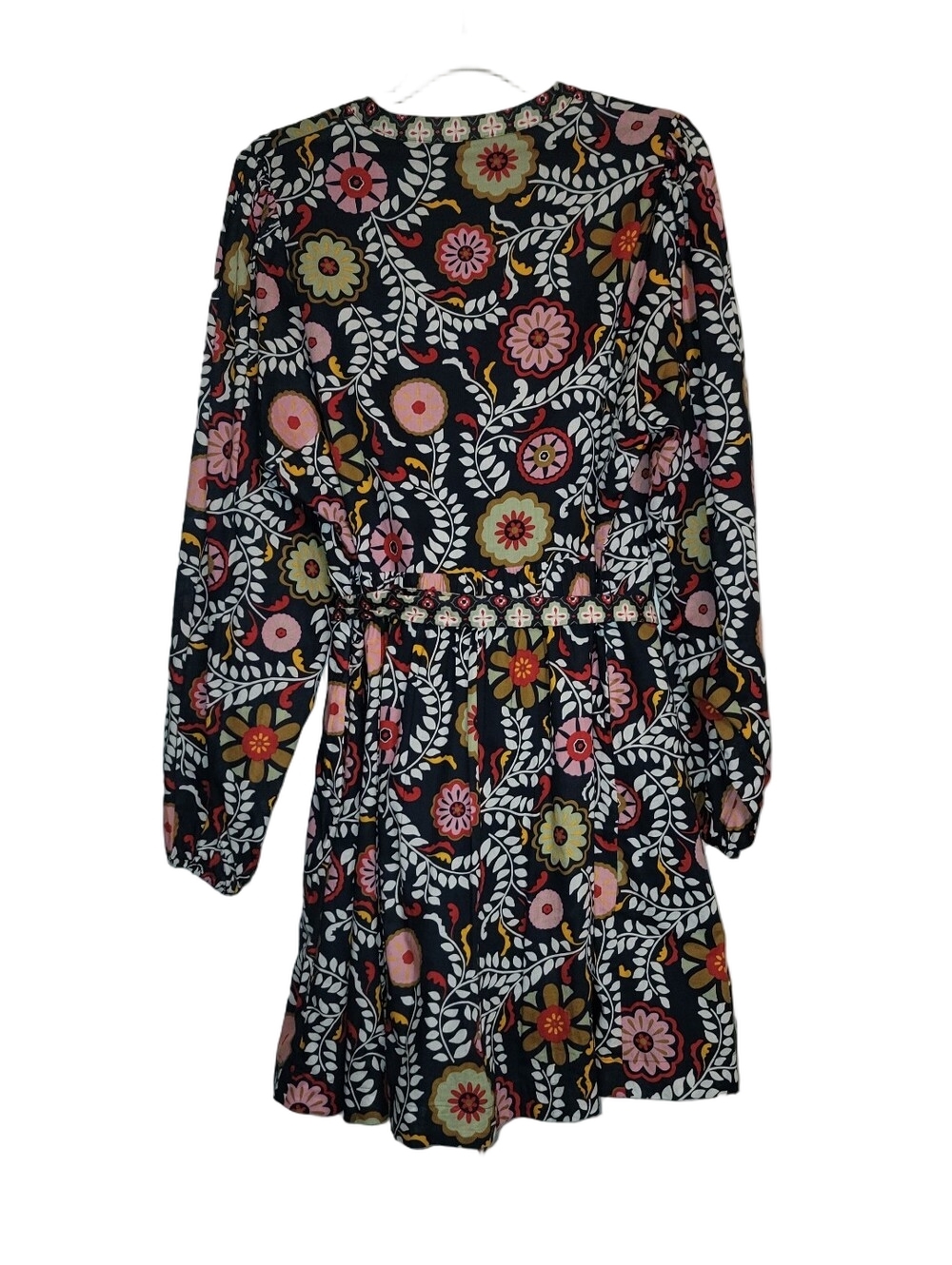 BODEN French Navy Opulent Garden Notch Collar Belted Midi Dress 14P - Picture 10 of 15